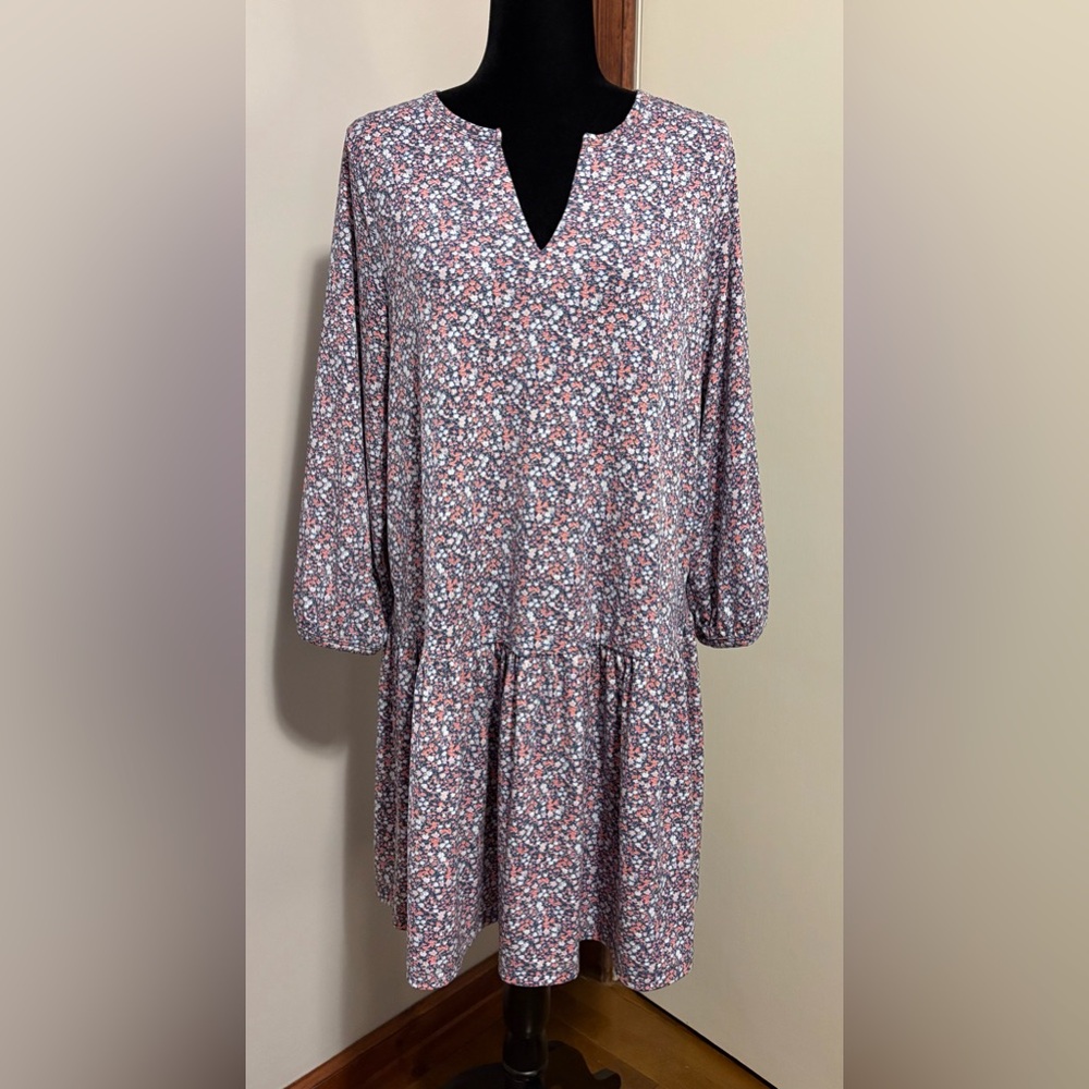 Banana Republic Floral Print Dress Coral, blue and white